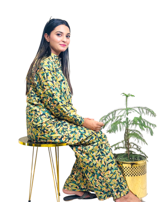Olive Bloom Printed Lawn Set – BW-006
