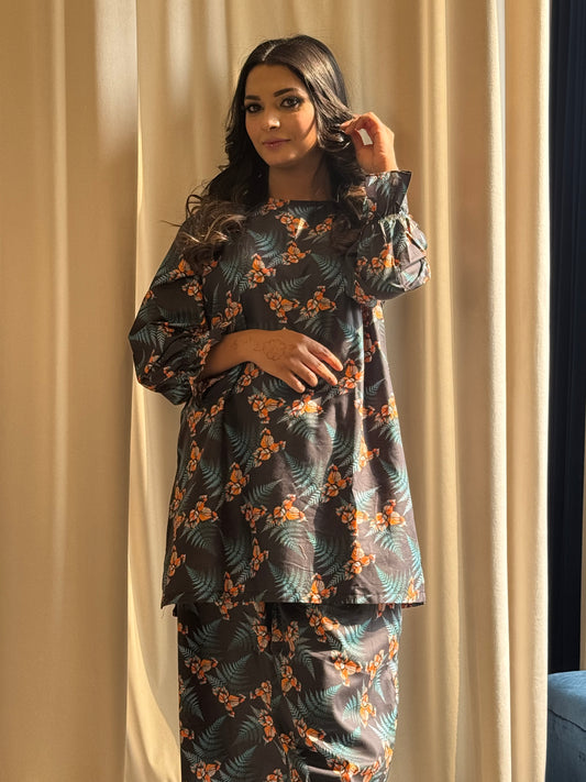 Midnight Bloom Printed Lawn Set – BW-001