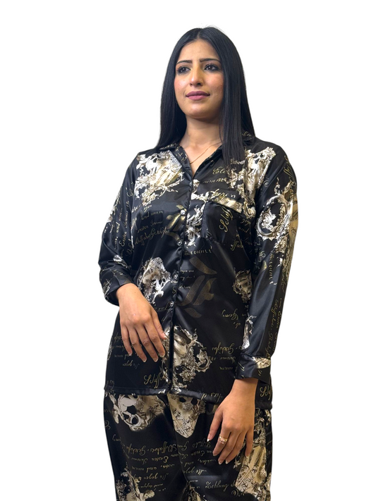 Midnight Edge – Luxe Satin Nightwear Set