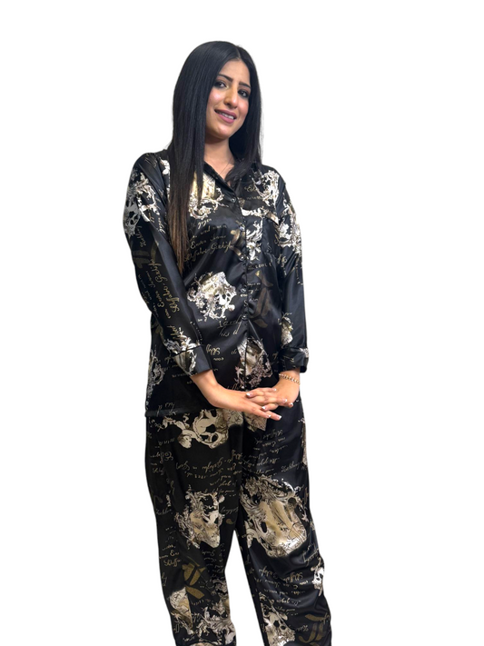 Midnight Edge – Luxe Satin Nightwear Set